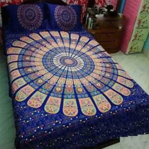 TradeNow Blue Mandala Bed Sheet