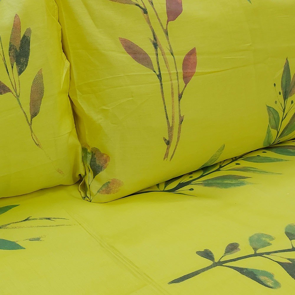 Yellow Leafy Bed Sheet