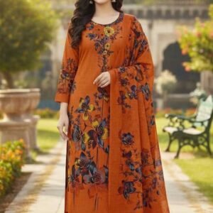 Pure Cotton  Orange Three Piece