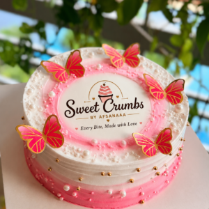 Pink Butterfly Pearl Cake