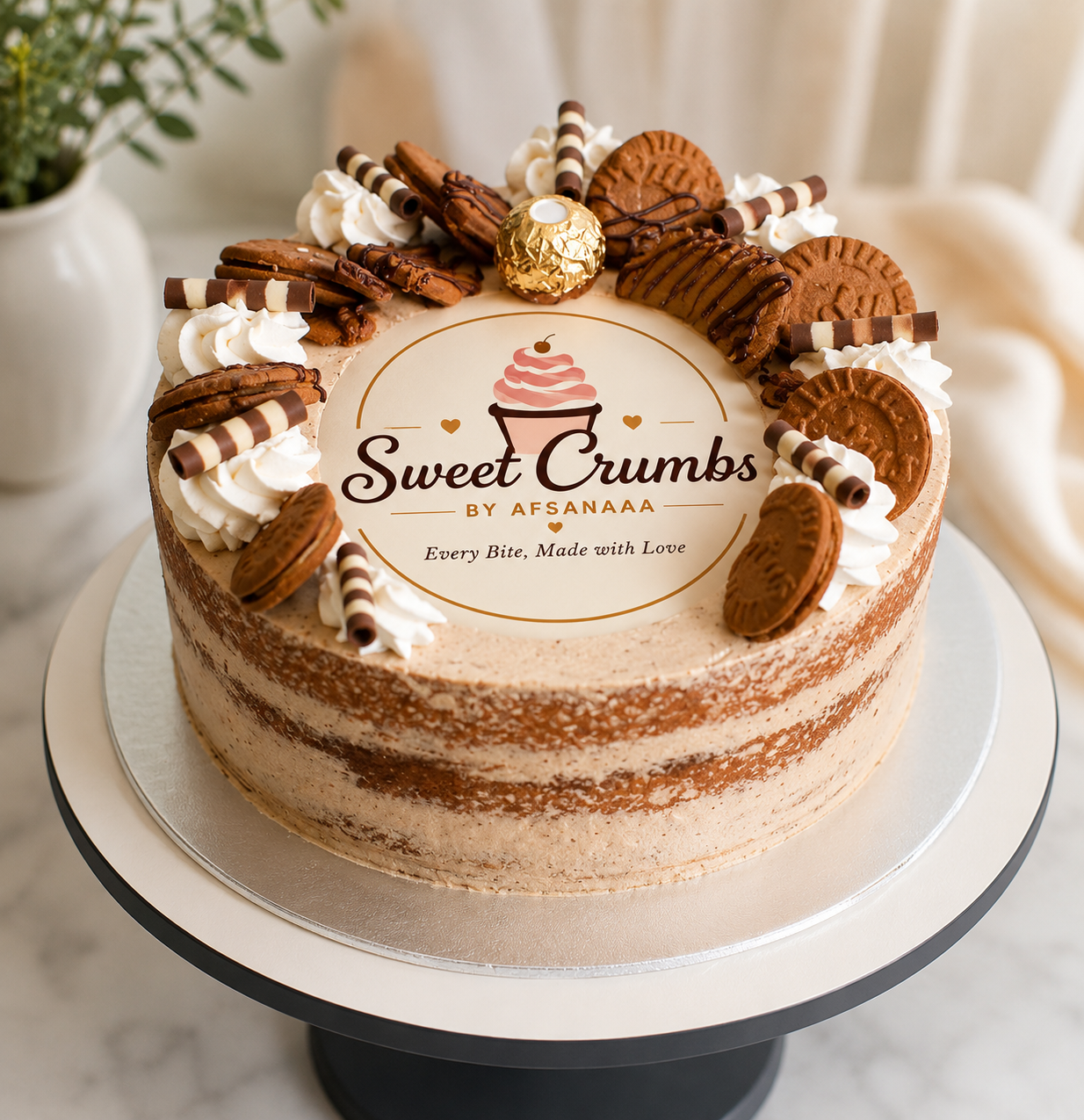Premium Chocolate Biscuit & Cream Cake