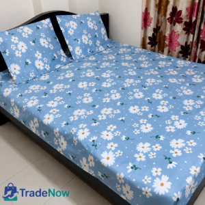 TradeNow Sky Blue Floral Bed Sheet