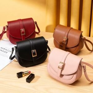 Women’s Metal Buckle Flap Adjustable Shoulder Strap Crossbody Saddle Bag