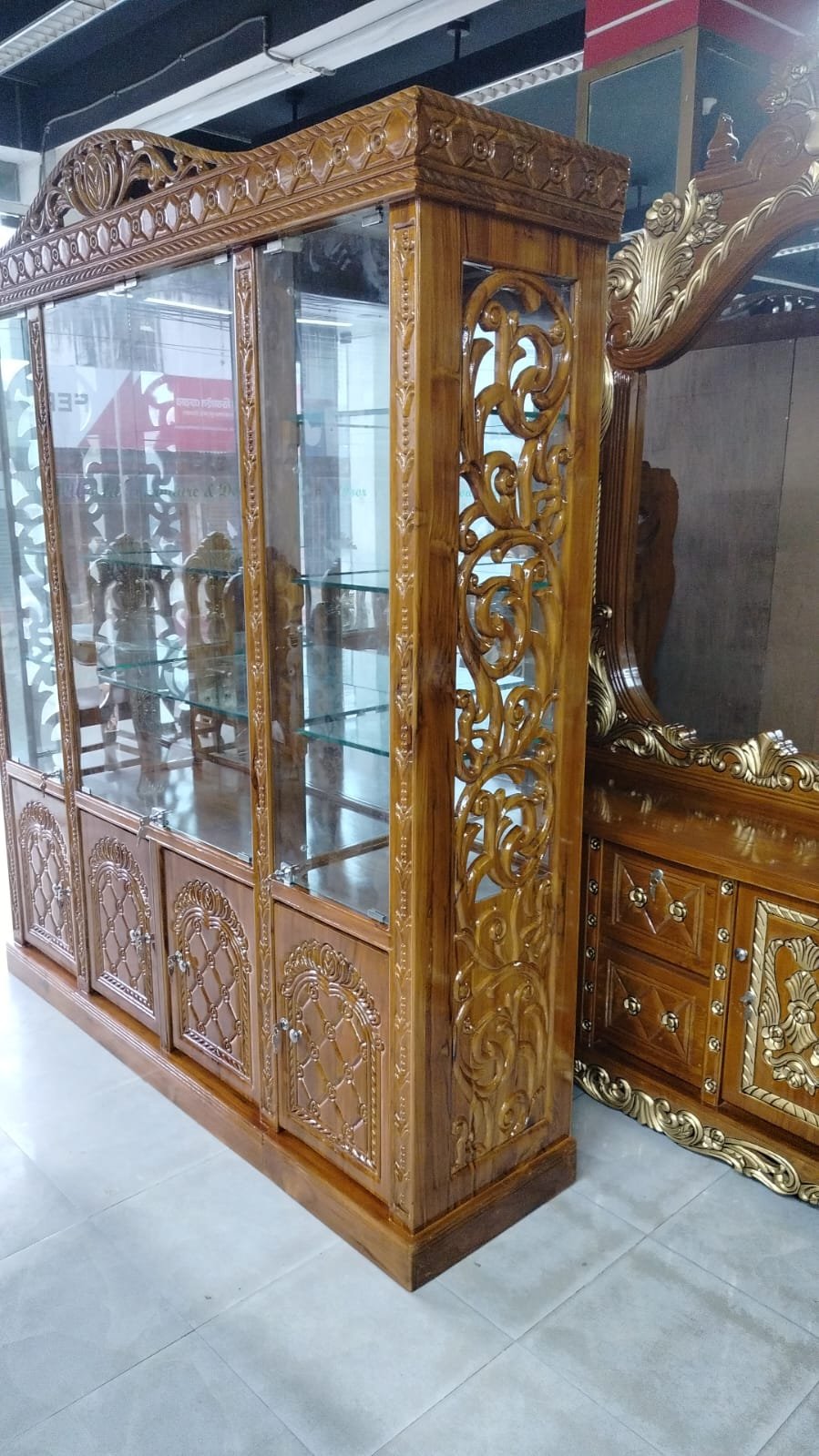 Royal Teak-Gamari Display Cabinet - Image 5